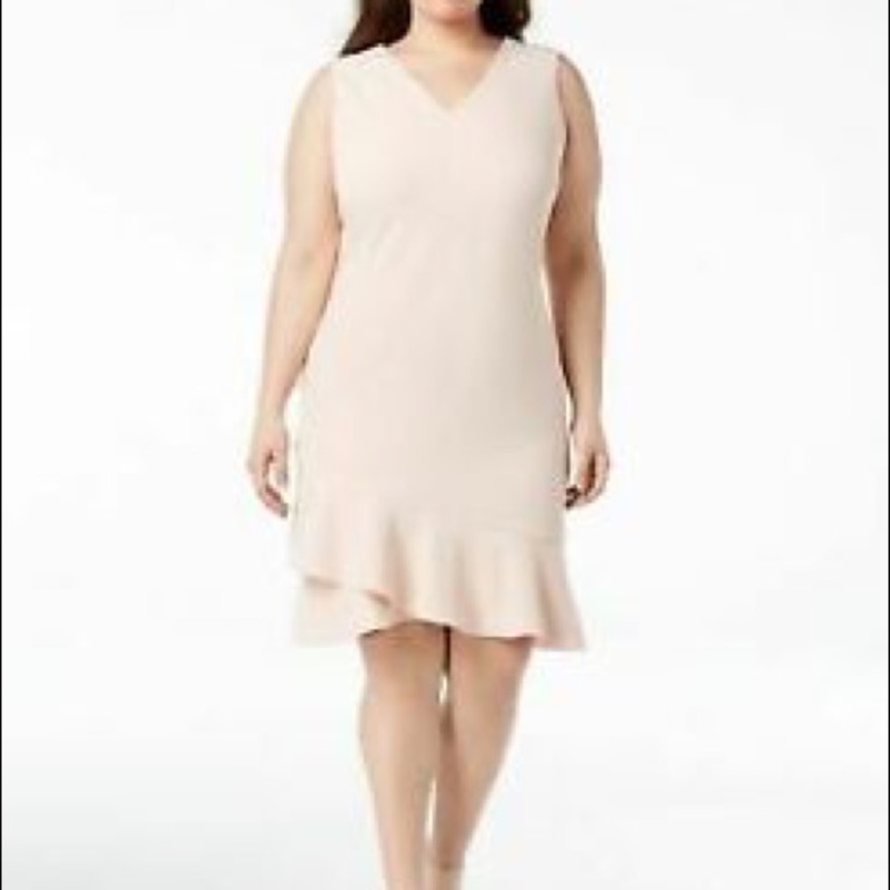 Calvin Klein Sleeveless V-neck Ruffle Dress